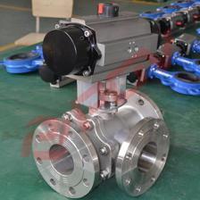 Q644-16P 气动四通法兰式球阀 化工流程中的高效控制解决方案